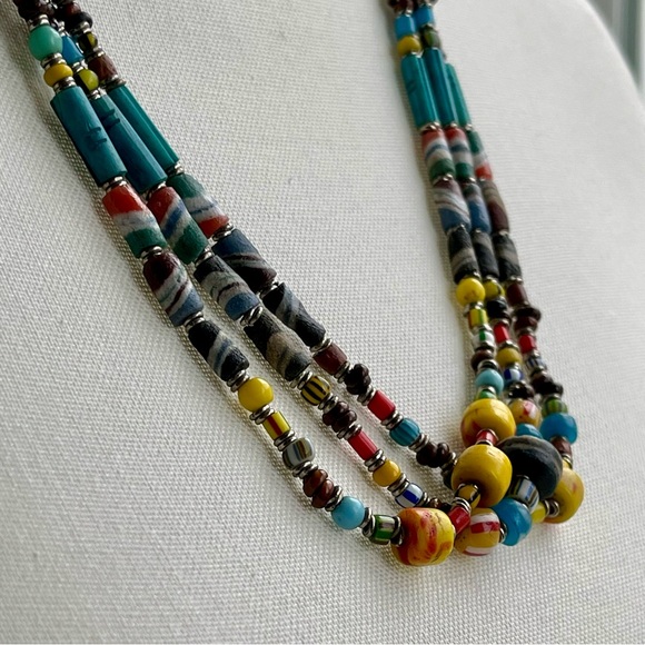 Handmade | Vintage | African Trade Beads Multi-Strand 23" Necklace - Picture 6 of 13